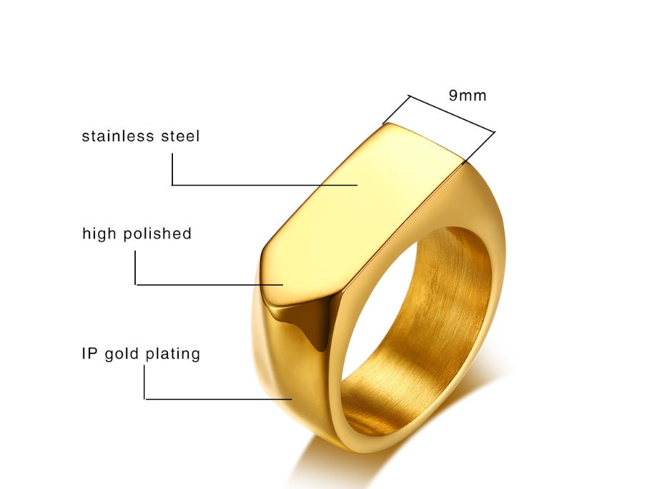 Classic Stainless Steel Black Square Men Ring Rock Vintage Silver-color Men Jewelry Hip Hop Punk Man Finger Rings anel masculino